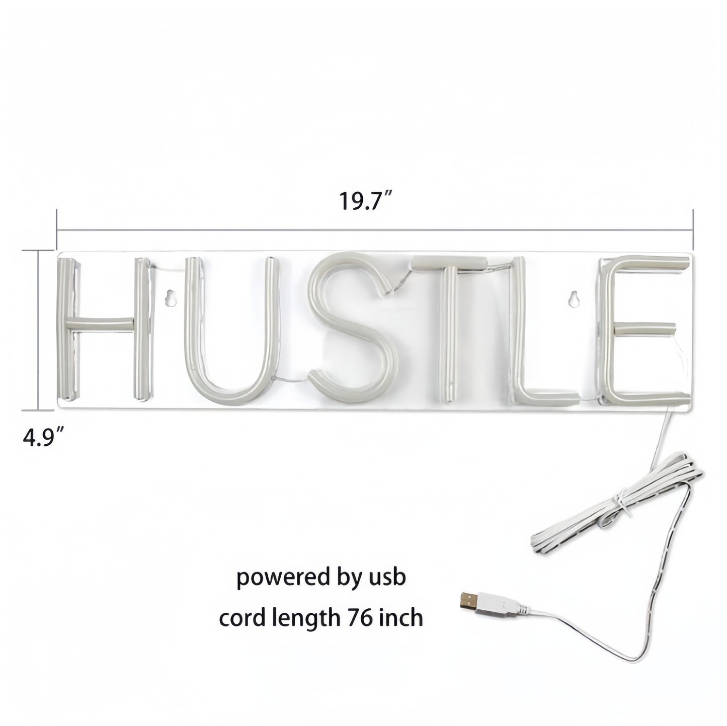 TRANSPARENT BACK PANEL - HUSTLE - USB POWER NEON LIGHT