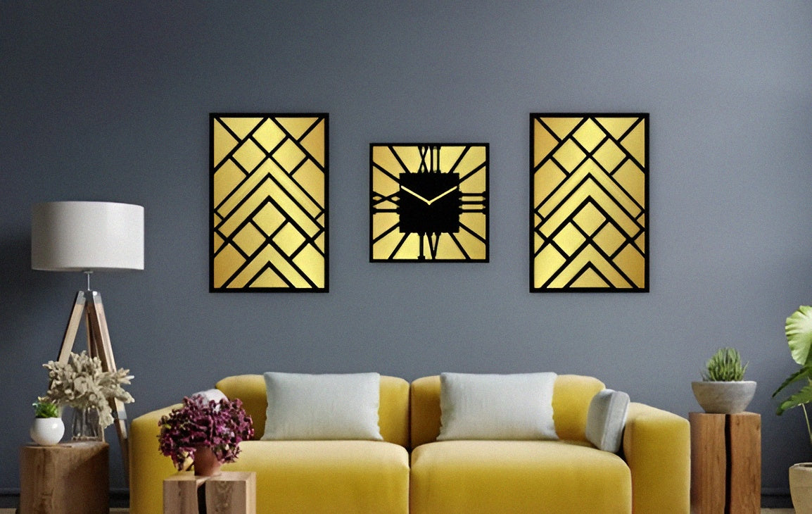 REFLECTIVE  TIMEPIECE : GOLD TONE MIRROR WALL CLOCK