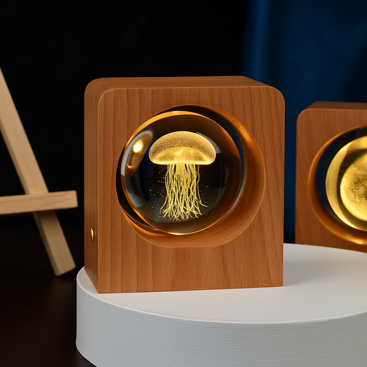 CRYSTAL BALL NIGHT LIGHT 3D LASER ENGRAVING - LED LIGHT USB LAMP FOR BED DECORATION & GIFTS