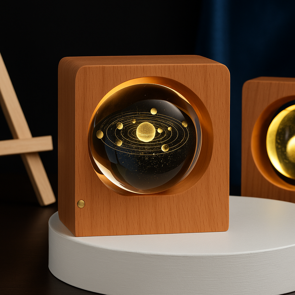 CRYSTAL BALL NIGHT LIGHT 3D LASER ENGRAVING - LED LIGHT USB LAMP FOR BED DECORATION & GIFTS