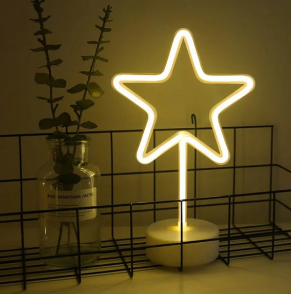 LIGHTING - STAR - MOON SHAPE NEON LIGHT WITH ROUND BASE