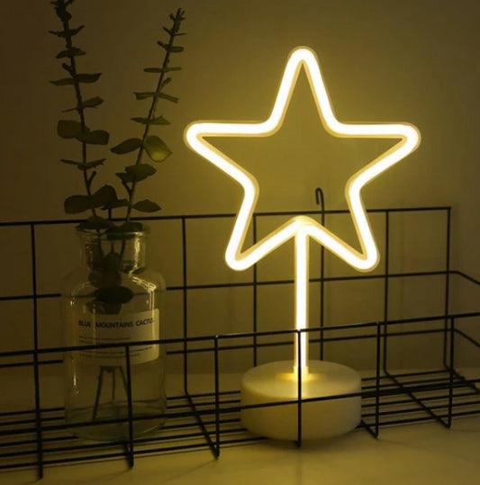 LIGHTING - STAR - MOON SHAPE NEON LIGHT WITH ROUND BASE