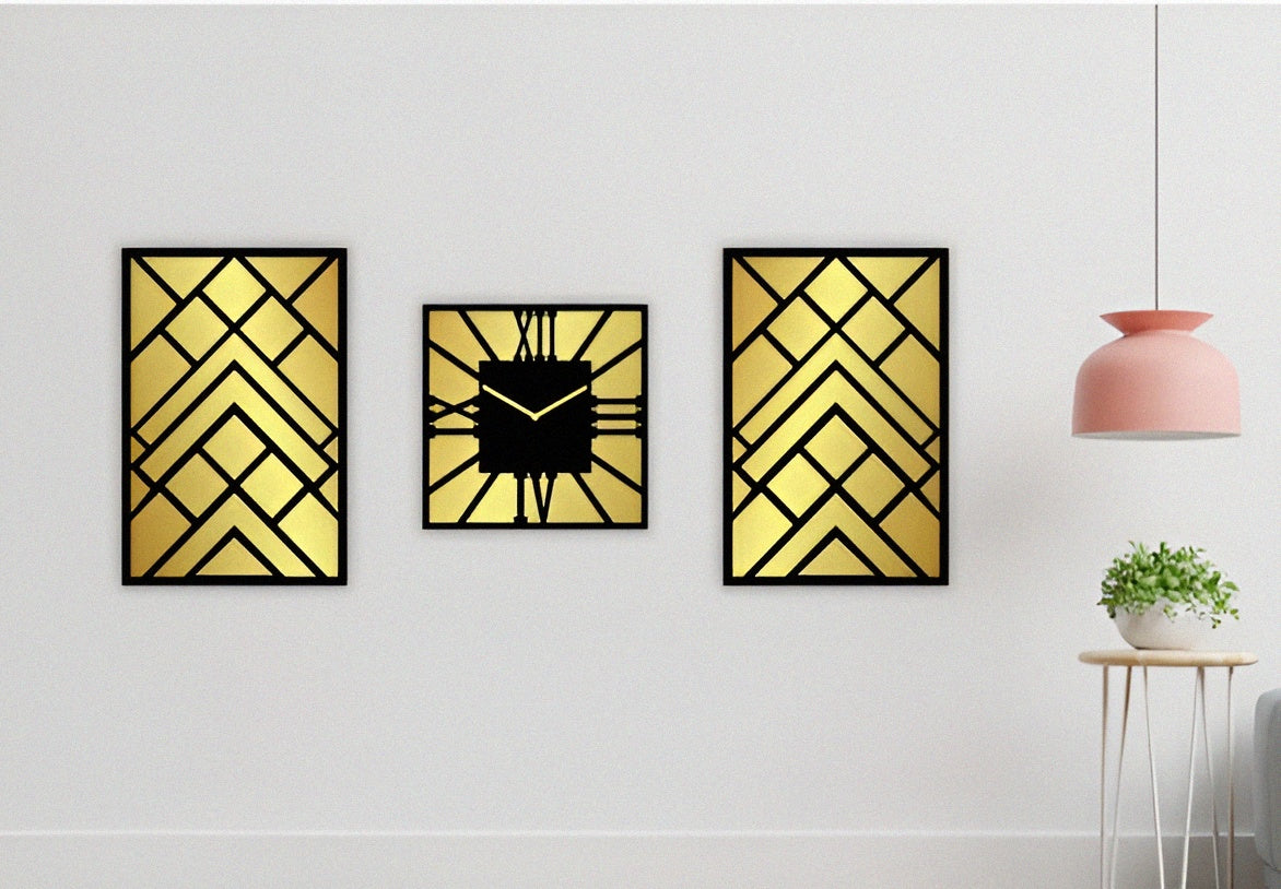 REFLECTIVE  TIMEPIECE : GOLD TONE MIRROR WALL CLOCK
