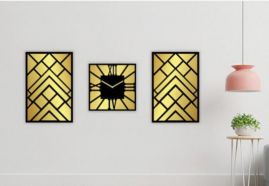 REFLECTIVE  TIMEPIECE : GOLD TONE MIRROR WALL CLOCK