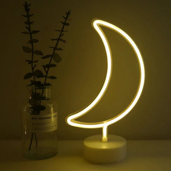 LIGHTING - STAR - MOON SHAPE NEON LIGHT WITH ROUND BASE