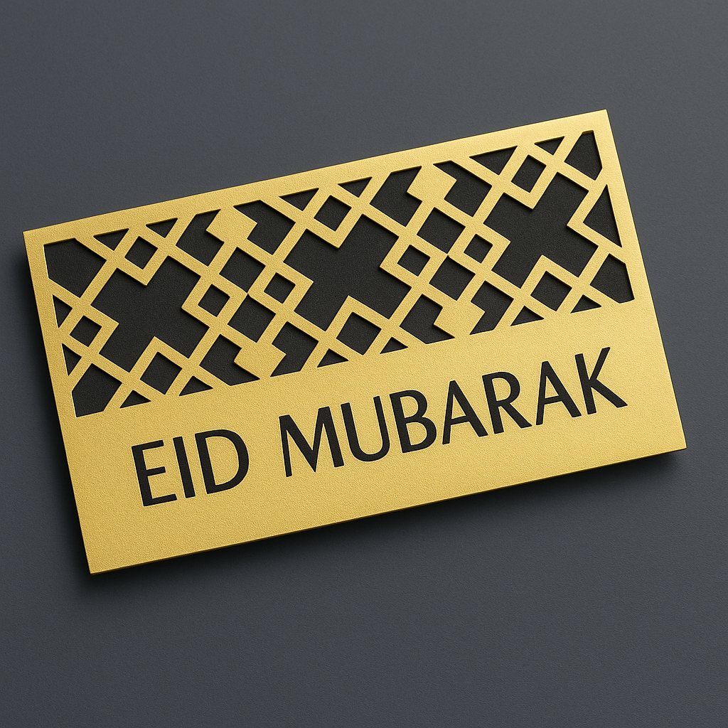 GOLDEN MIRROR ACRYLIC EIDI ENVELOPE WITH EID MUBARAK PHRASE